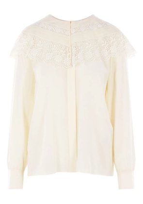 Chloé lace-trimmed silk top - White