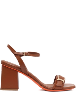 Santoni block-heel buckle-detail sandals - Brown