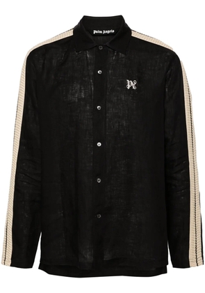 Palm Angels logo-embroidered linen shirt - Black
