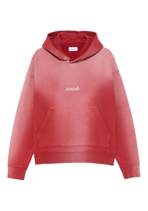 AMISH logo-print ombre-effect hoodie - Red