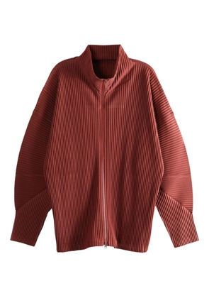 Homme Plissé Issey Miyake Monthly Colors: August pleated zip-front jacket - 46 ADAMITE BROWN