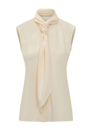 Alberta Ferretti neck-tie sleeveless shirt - Neutrals