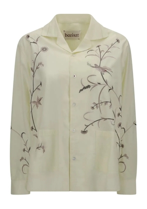 Baziszt floral-bird embroidered shirt - Yellow