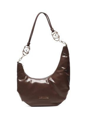 Love Moschino logo-plaque crescent shoulder bag - Brown