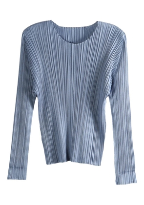 Pleats Please Issey Miyake pleated long-sleeved top - Blue