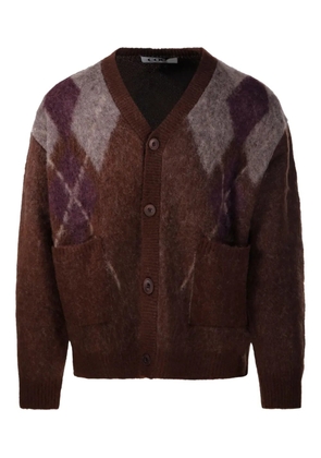 COOR argyle-pattern pocket cardigan - Brown