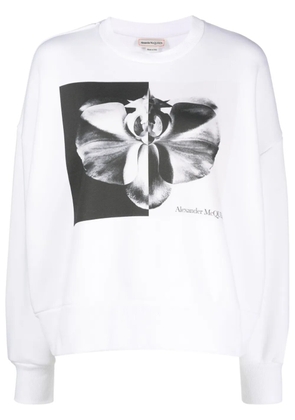 Alexander McQueen floral-print cotton sweatshirt - White
