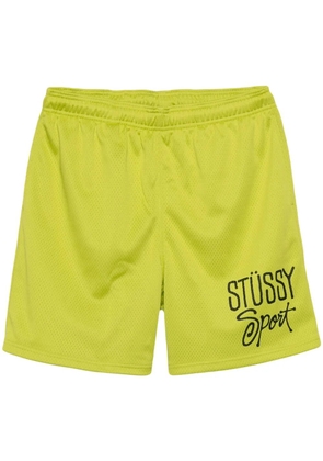 Stüssy logo-print mesh track shorts - Green