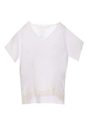 Maurizio Pecoraro embroidered lace-trimmed T-shirt - White