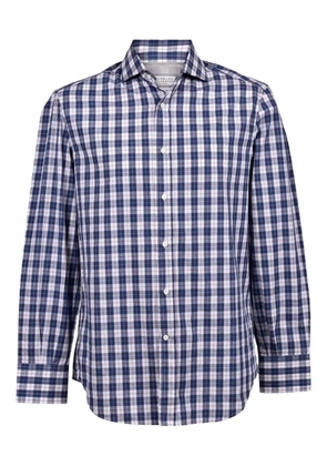 Brunello Cucinelli checked cotton shirt - Blue