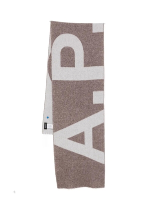A.P.C. logo-intarsia scarf - Grey