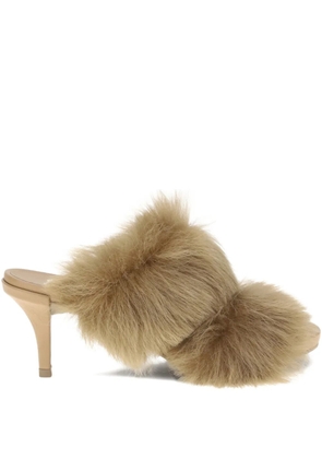 Pedro Garcia 65mm fur-trimmed heeled sandals - Neutrals
