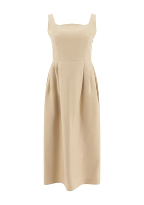 SANDBEIGE square-neck pleated dress - Yellowe