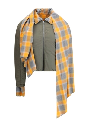 MARBELL Kirsten plaid-trimmed zip-front jacket - Green