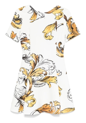 Versace Jeans Couture Barocco-print mini dress - White
