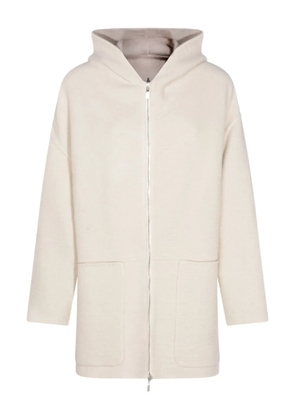 Malo hooded zip-up knitwear - White