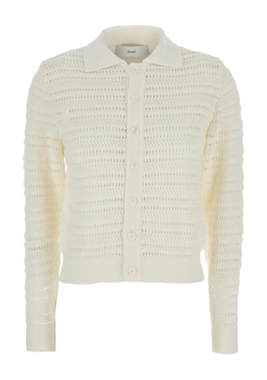 DUNST open-knit cardigan - White