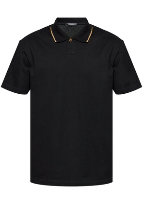 Versace stripe-detail polo shirt - Black