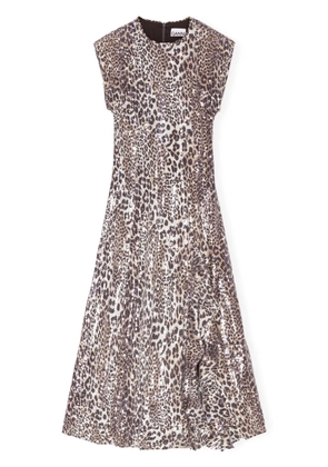 GANNI leopard-print dress - White