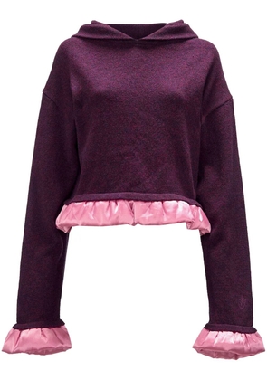 JW Anderson satin-trimmed cropped hoodie - Purple
