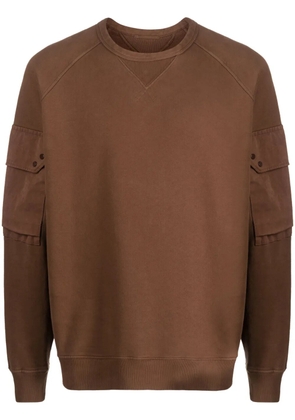 Ten C logo-appliqué panelled cotton sweatshirt - Brown