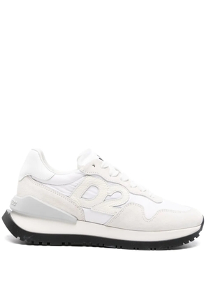 DSQUARED2 logo-patch leather lace-up sneakers - White