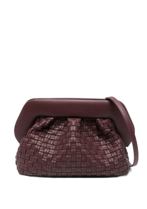 Themoirè woven detachable-strap clutch bag - Brown