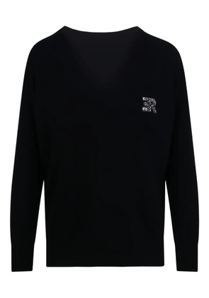 ERMANNO FIRENZE appliqué v-neck knitwear - Black