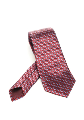 Giorgio Armani geometric-pattern silk tie - Red