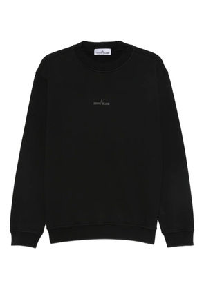 Stone Island logo-embroidered cotton sweatshirt - Black