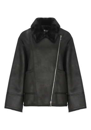 Betta Corradi faux-fur collar zip-up jacket - Black