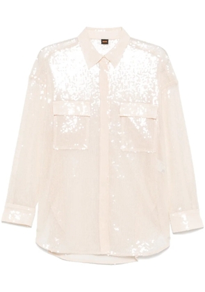 BOSS sequinned point collar shirt - Neutrals