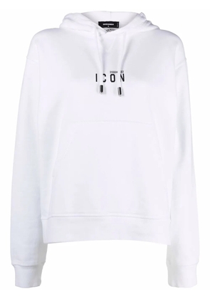 DSQUARED2 logo drawstring hoodie - White