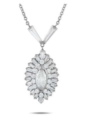 LB Exclusive 18K white gold diamond embellished-pendant necklace - Silver