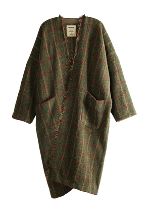 Uma Wang frayed check single-breasted coat - Green