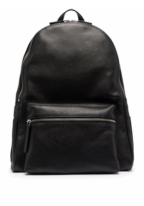 Orciani logo-plaque leather backpack - Black