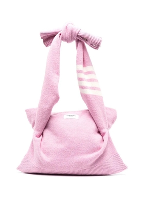 Thom Browne stitch-merino crewneck sweater shell bag - Pink