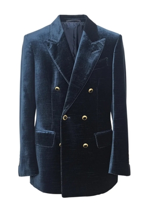 TOM FORD double-breasted velvet blazer - Blue