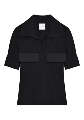 Courrèges flap-pocket ribbed T-shirt - Black