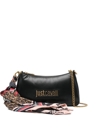 Just Cavalli logo-plaque chain shoulder bag - Black