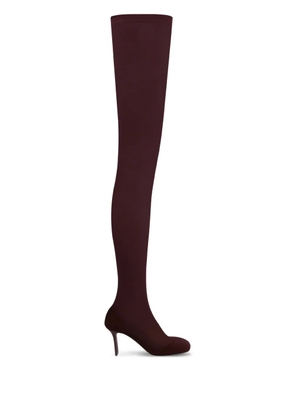 Courrèges square-toe mesh over-the-knee boots - Red