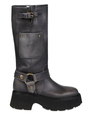 Nº21 Leather Knee-High Boots - Black