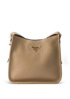 Prada logo-detail leather shoulder bag - Neutrals
