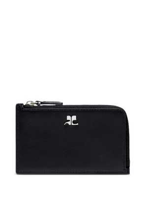 Courrèges leather zipped card holder - Black