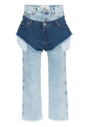 Natasha Zinko high waisted jeans with a denim shorts layer - Blue