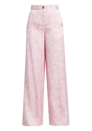 Versace Barocco wide-leg satin trousers - Pink