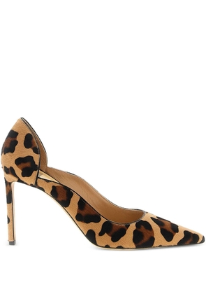 Francesco Russo 95mm leopard pony-hair pumps - Brown