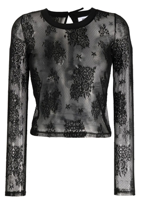 GCDS semi-sheer lace top - Black