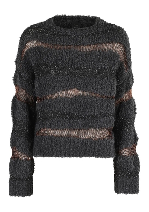 PINKO metallic-striped long-sleeves sweater - Grey