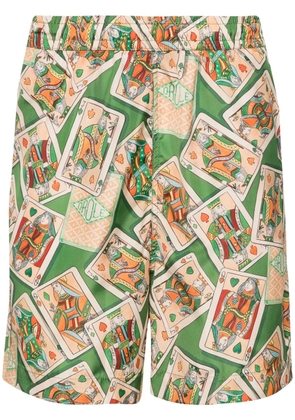 Drôle De Monsieur Jeu de cartes elasticated swim shorts - Green